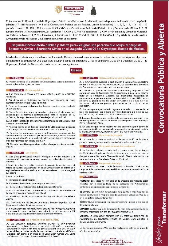 Convocatoria Publica y Abierta